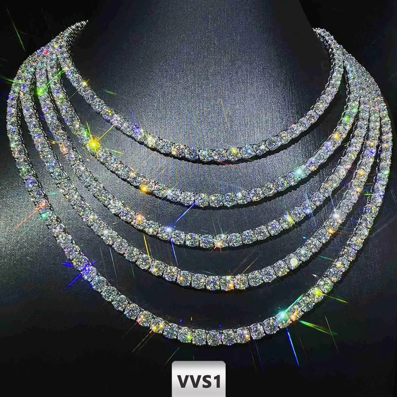 NUOYA Hip Hop Moissanite Tennis Necklace Ice Out VVS1 Diamond Chain Sparkling Jewelry Luxury Gifts for Men and Women