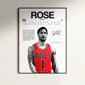 Derrick Rose Poster,  Wall Print, Basketball   Poster Print, Sports Decor, Chicago Bulls Poster,  Gift