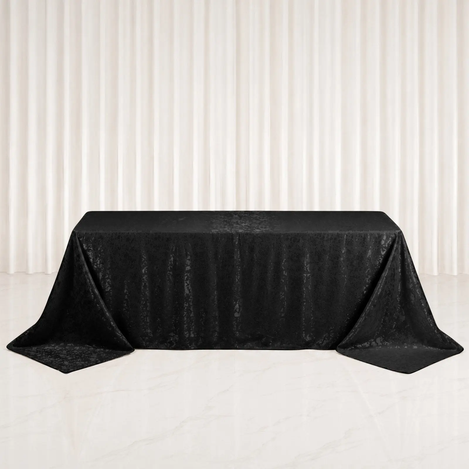 90"x132" Jacquard Tablecloth Rectangular, Black - Abstract Watercolor Pattern