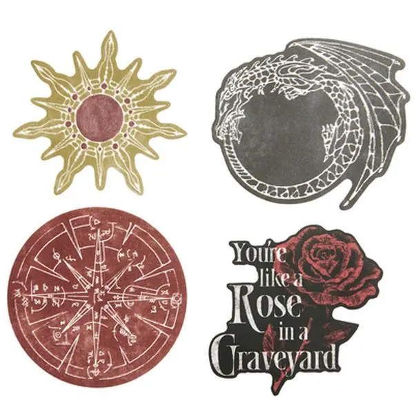 Alchemised Sticker Set - 4-Piece Waterproof Vinyl Sticker Designs, Out of Print, Bookbook-Themed (Detail Unspecified), Waterproof Vinyl Stickers