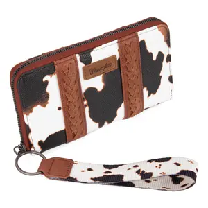 Wrangler Cowprint Wristlet Wallet Credit Card Holder for Women Lightweight Fall Fashion Gift with Multiple Slots and Money Organizers