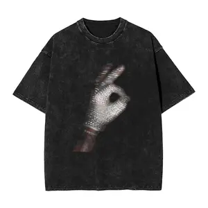 [3][vintage t shirts]"ICEMAN" Shimmering Glove Vintage Washed T-Shirt, Cold Aesthetic Retro Graphic Tee, Acid Wash Heavyweight Cotton Shirt, Shimmering Icon Streetwear Top, Trendy Oversized Distressed Tee[funny graphic tee]