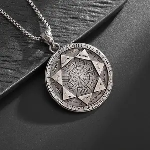 Luxe-Link 7 Archangels Protection Sigil Gothic Necklace - Trendy, Emblem, Angel Motif, Celestial Goth Necklaces for Men, Occult Fashion Statement Chain, Unique Daily Wear TikTok Viral Item, Trendy Necklaces