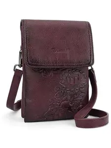 Small Crossbody Bags for Women Trendy Vegan Leather Cell Phone Bag Embossed Flower Design Wallet Purses with Strap