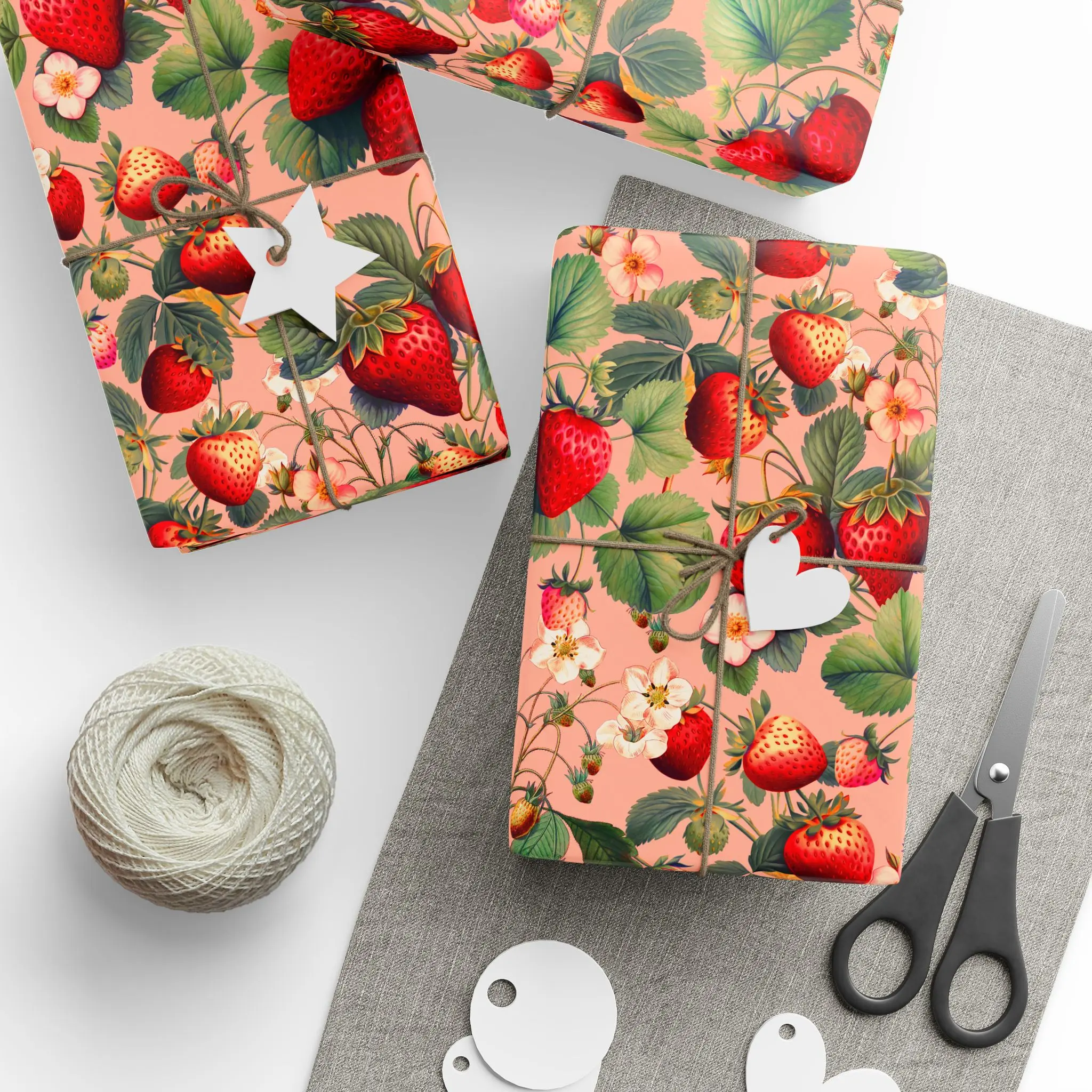 Strawberry Print Wrapping Paper - Clean Cut, Crisply Folding, Sweet Design, 15 ft Roll with Multiple Length Options for Hostess Gifts, Just Because Occasions, Folds Crisply