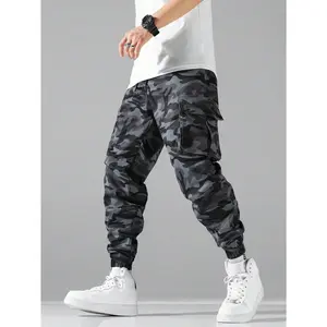 Black & Grey Camo Cargo Joggers | Streetwear Tactical Bottoms
