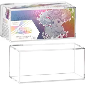 Clear Acrylic Display Box Compatible with Prismatic Evolutions Box Stackable 5mm Thick Acrylic Collectibles Protector with Magnets Lid (14.3x3.3x6.8in)