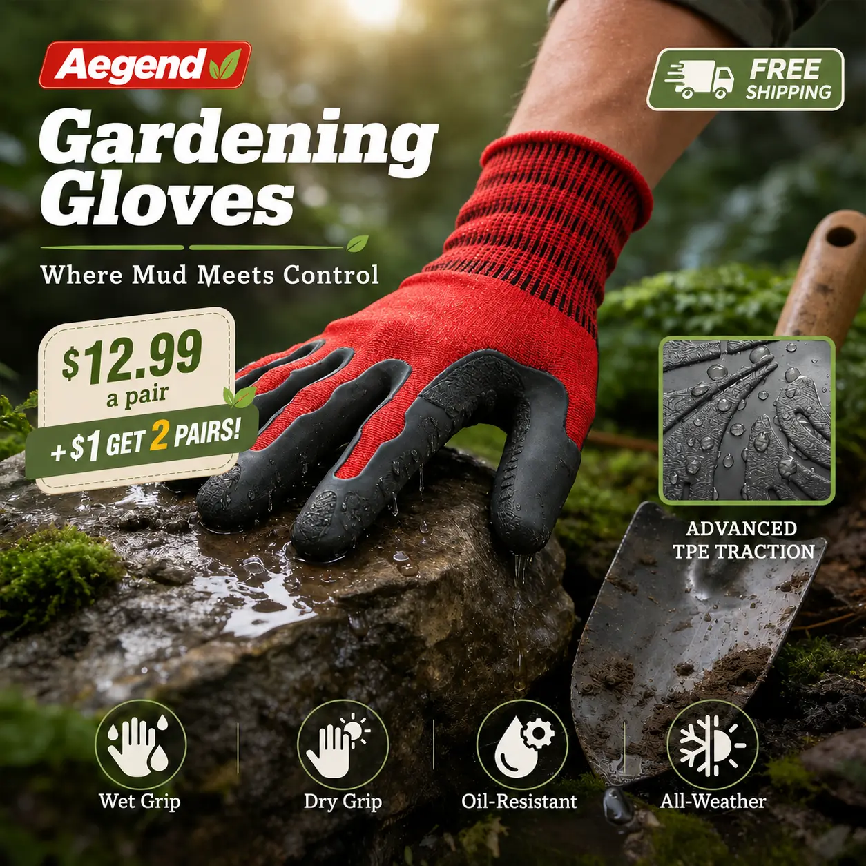 Aegend Gardening Gloves - Anti-Puncture, Armored, Firm-Grip, Flexible, High-Visibility, Thickened Recyclable TPE Coating, Enhanced Non-Slip Grip, Breathable Work Gloves, Anti-Puncture Gardening Gloves, Armored Gardening Gloves tiktokshopbacktoschool