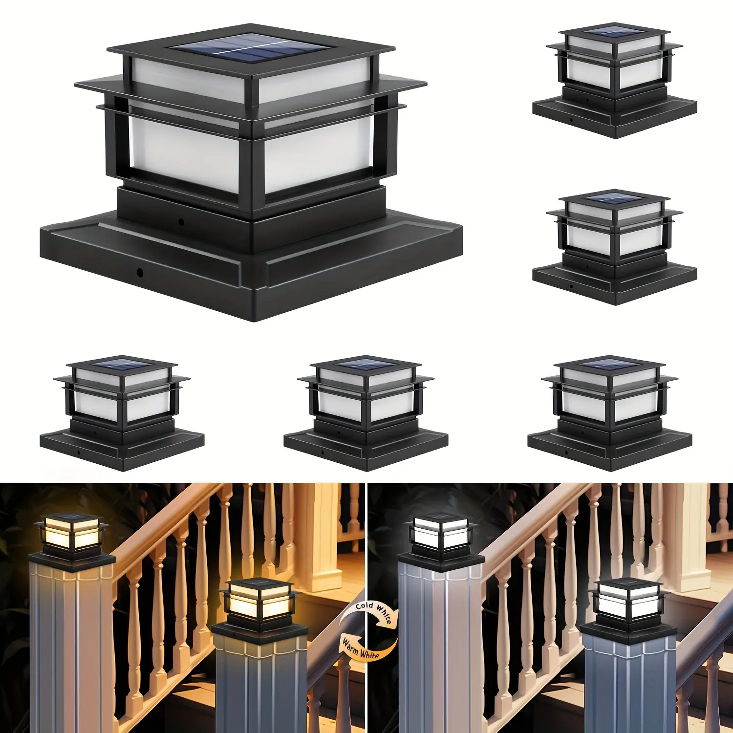 6 Packs Solar Post Cap Lights, Outdoor Bright LED Solar Post Lights Solar Fence Deck Light For Solar Light Garden Porch Patio Stair Decoration
