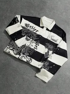 Unisex Letter Print Long Sleeve Design, Simple Casual Fitted Top, Fall & Winter Fashion, H-Type Silhouette, No Ca Prop 65 Warning