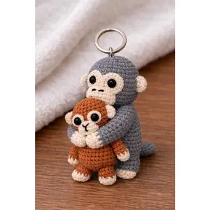 Monkey Keychain, Crochet Monkey Keychain, Amigurumi Monkey Keyring, Cute Handmade Gift, Mini Crochet Plush, Cute Keychain Gift, Viral