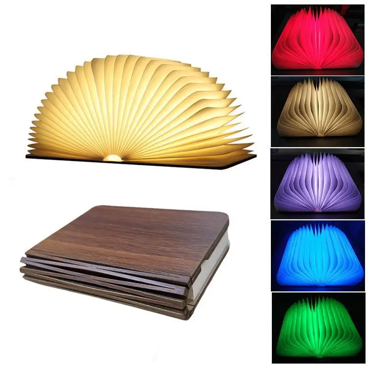 Book Light, 5 Color Novelty Lighting 360° Folding Book Lamp, LED Paper Lantern for Desk, Room, Library Decor