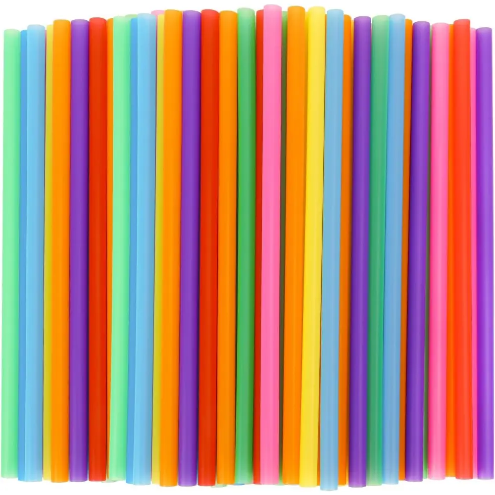 120 Pack Smoothie Straws, 10.3 Inches Straws Disposable, Milkshake Plastic Straws in Assorted Bright Colors