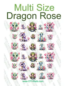 Dragon Rose Valentine Water Slide Nail Decals