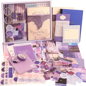 348 count Scrapbooking Supplies Kit,  Aesthetic Scrapbook Kit for  Junk Journal, Stationery, A6 Grid Notebook, DIY Journaling Supplies, Birthday Craft  for Teen Girl  Women