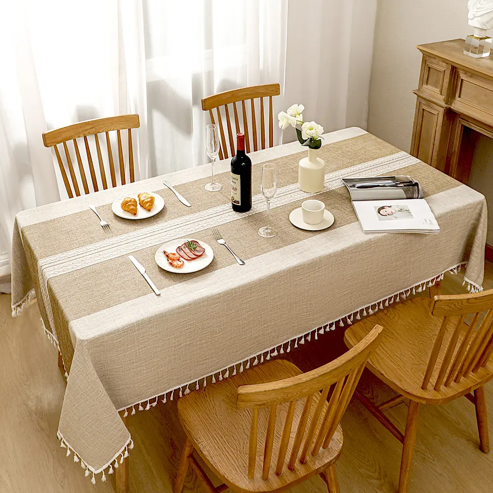 AIMHave Coarse Cotton Linen Tablecloth, Coarse Linen Tablecloth, suitable for kitchen dining tables, rectangular tables, coffee tables, with dimensions of 55 inches x 70 inches, suitable for 4 - 6 people multi-size option