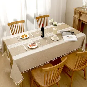 PENGDI Coarse Cotton Linen Tablecloth, Coarse Linen Tablecloth, suitable for kitchen dining tables, rectangular tables, coffee tables, with dimensions of 55 inches x 70 inches, suitable for 4 - 6 people multi-size option
