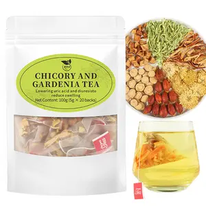 Organic Chicory and Gardenia Tea 20 Tea Bags- Lowering Uric Acid Diuretic Reduce Swelling 100g for Health Support Herbal Drink Beverage Natural chinese tea