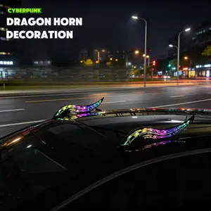 Cyberpunk Dragon Horn Car Lights – 32 LED Mode Rechargeable Accent Glow |   Type-C, 16Hr Battery, No Wiring, Universal Fit for Car Truck Motorcycle, Car Meet Accessories, RGB Multi-Color