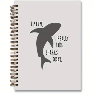 Cute Shark Pattern Spiral Notebook Journal, 1 Count Funny Hardcover College Ruled Spiral Notebook, College School Supplies, Shark Gifts for Shark Lovers, Spiral Bound Notepad
