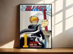 Bleach Poster, Ichigo & Hollow Wall Art, Anime Manga Fan Decor - Number 01