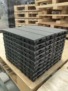 11.8"x11.8" heavy-duty & recyclable Wood-Plastic Interlocking Deck Tiles,9PCS,Waterproof Outdoor and Indoor for Patio, Balcony (Gray)