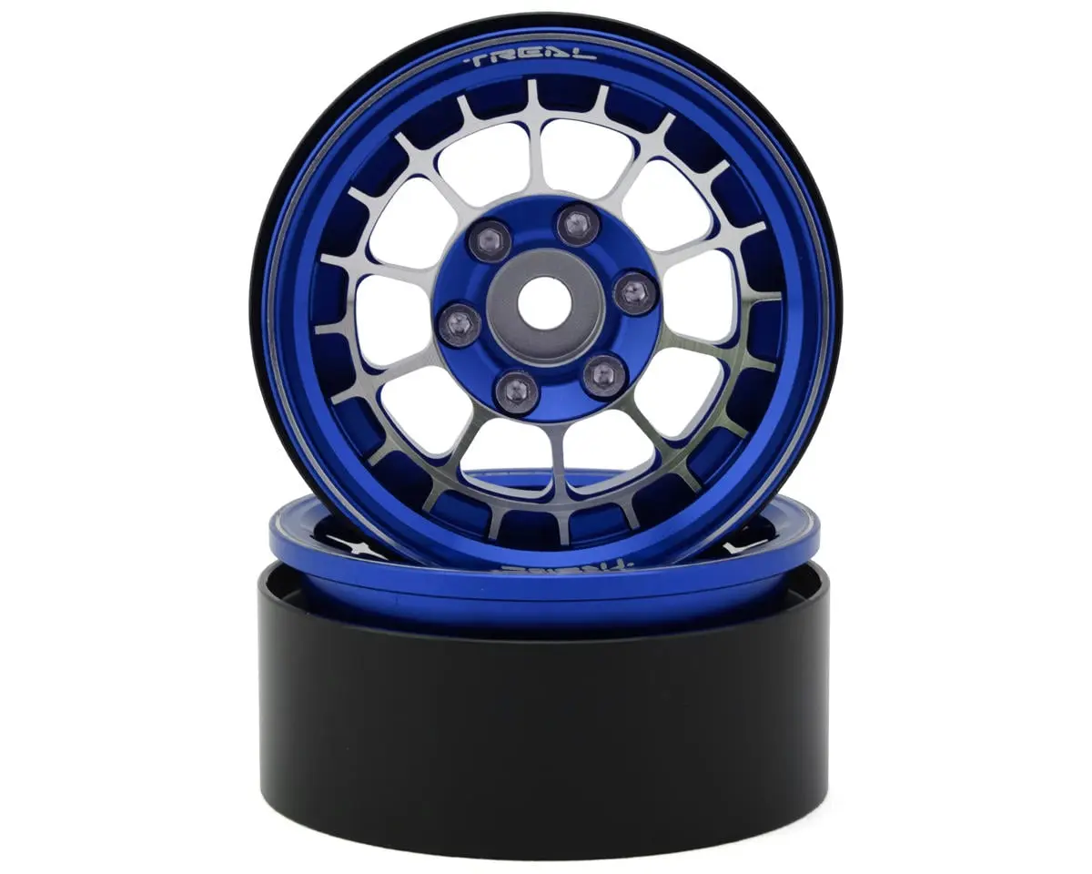 TLHTWHEEL-63 Treal Hobby Type A 1.9'' Spoked Beadlock Wheels (Blue) (2)