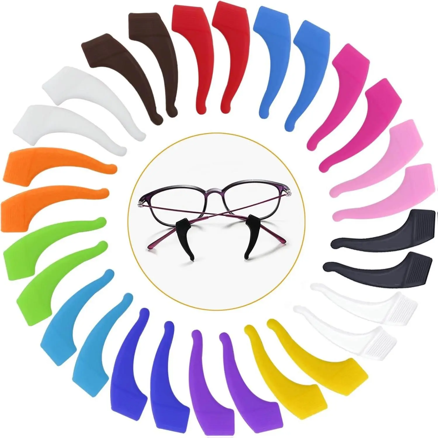 17 Pairs Multicolored Anti-slip Eyeglass Ear Grips Hook, Kids and Adults Sport Eyeglass Strap Holder, Eyewear Retainer with Box, Silicone Anti Slip Holder for Glasses for Eyeglass Temple Tip