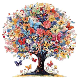 Butterfly Tree Wooden Jigsaw Puzzle, Wooden Puzzles, Unique Irregular Animal Shape Toy, Creative Handmade Decoration, Holiday Gift Home Decor Family Game