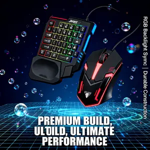 Compact 35 key mechanical gaming keyboard and mouse set with RGB lighting effect, wrist rest - ergonomic half hand design, suitable for FPS games, competitive gaming equipment, computer gaming accessories, RGB gaming equipment, compact gaming peripherals,