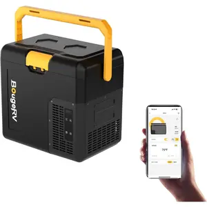 BougeRV CRH 12 Volt Refrigerator, 19QT Car Fridge, Car Refrigerator, 18L Portable Freezer, -4~68 ℉ , 12/24V DC, 110~240V AC, Ideal for 2 People, Road Trips, Truck, Camping (Battery Not Included)