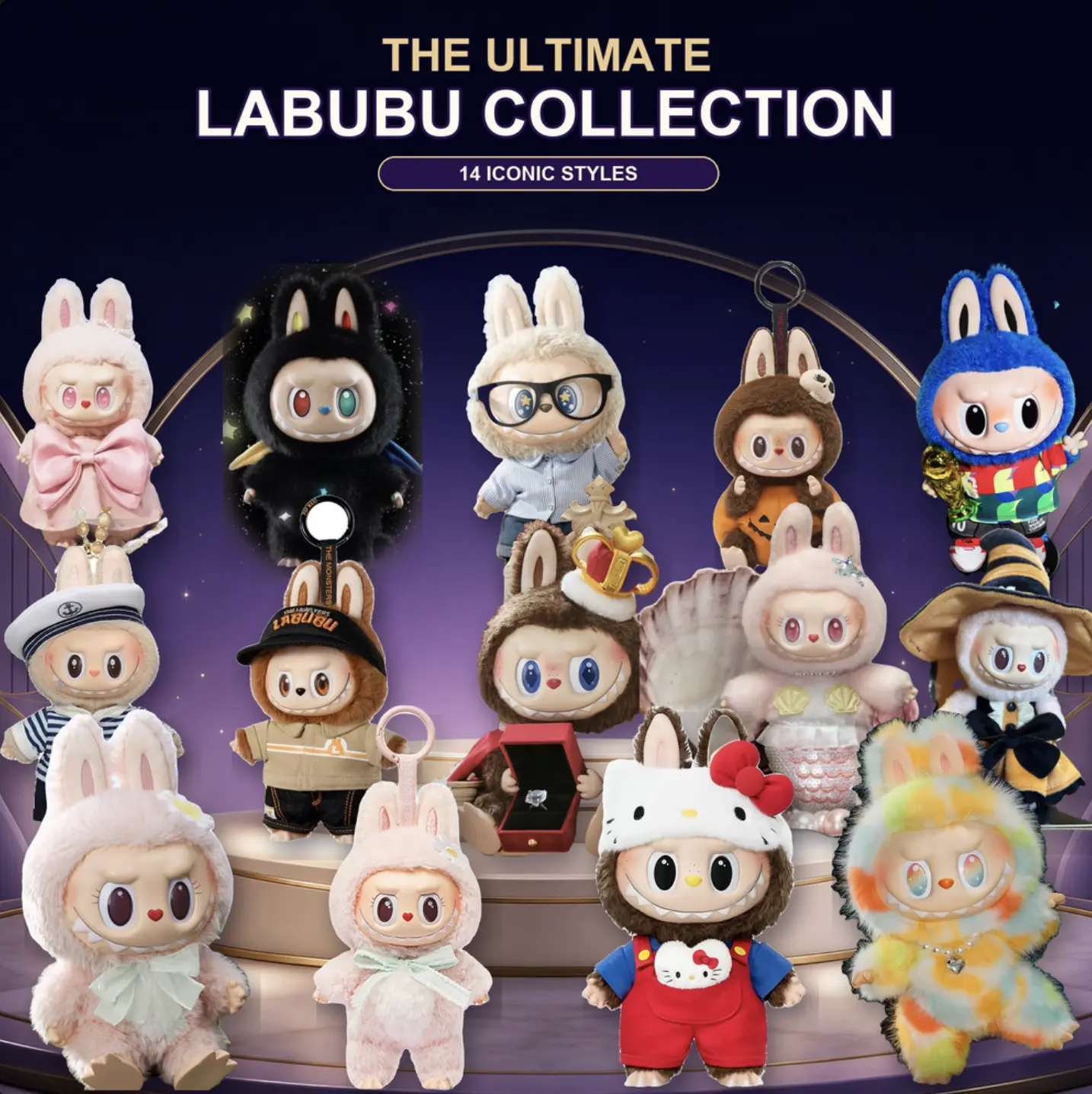 LABUBU Complete Series of Rubber Clamp Fur Rolly-Polys Series Keychains