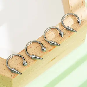 OUFER BODY JEWELRY 16G 4PCS Hypoallergenic 316L Stainless Steel Geometric Spike Piercing Rings Body Piercing Kit - 8mm/10mm/12mm Inner Diameter - Nose Piercing, Helix, Labret Use - Unisex Edgy Daily Wear Accessory, Labret Piercing