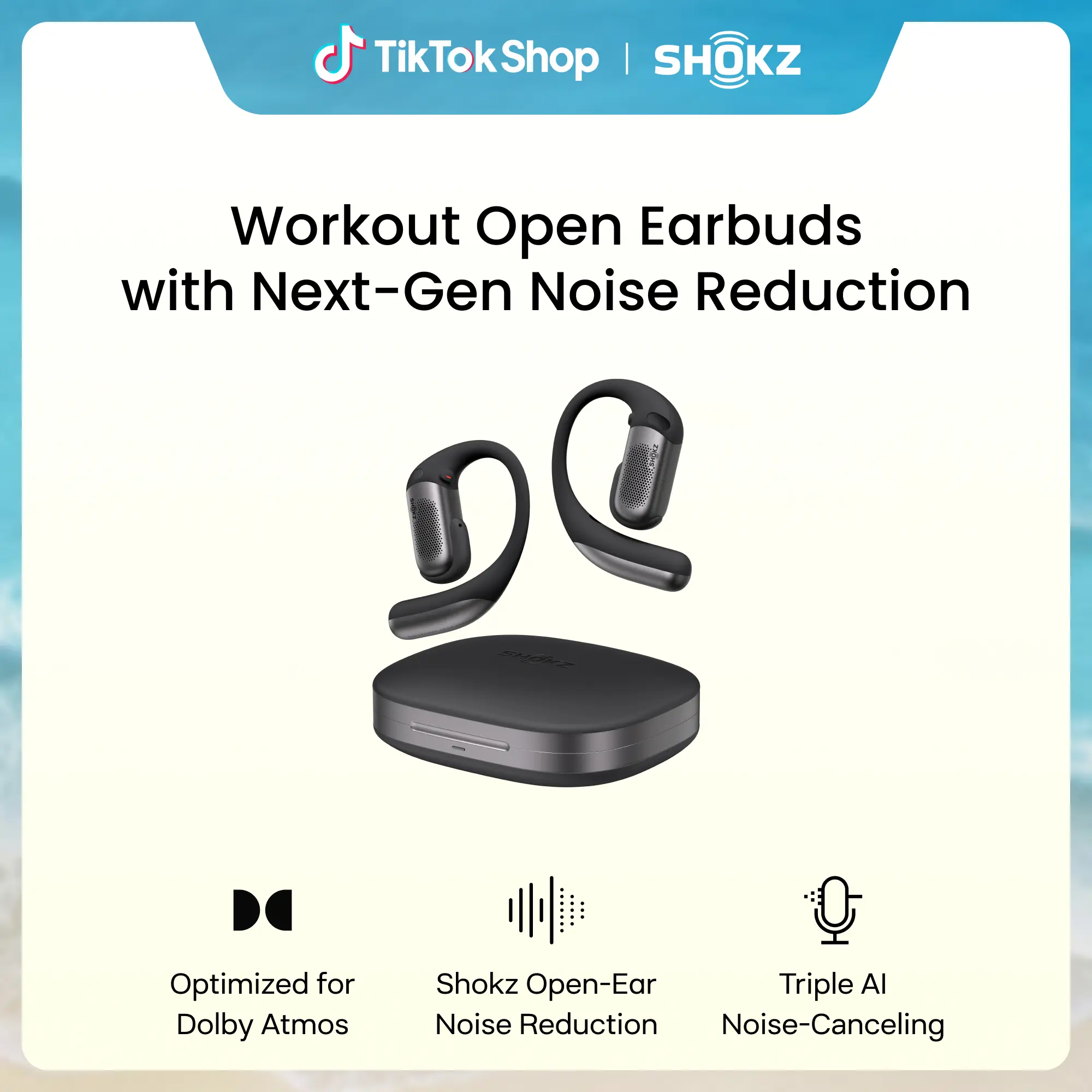 SHOKZ OpenFit Pro Open-Ear True Wireless Earbuds with Open-Ear Noise Reduction, Optimised for Dolby Atmos, Deep Bass, 50H Playtime, AI-Powered Clear Calls for Work, Sport, Bluetooth 6.1, IP55, Black