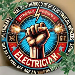 Brotherhood Electrician Vintage Aluminum Tin Sign 8x8 Inches, Retro Metal Wall Decor Home Decor Products for Garage Bar Cafe, Home Office Man Cave R