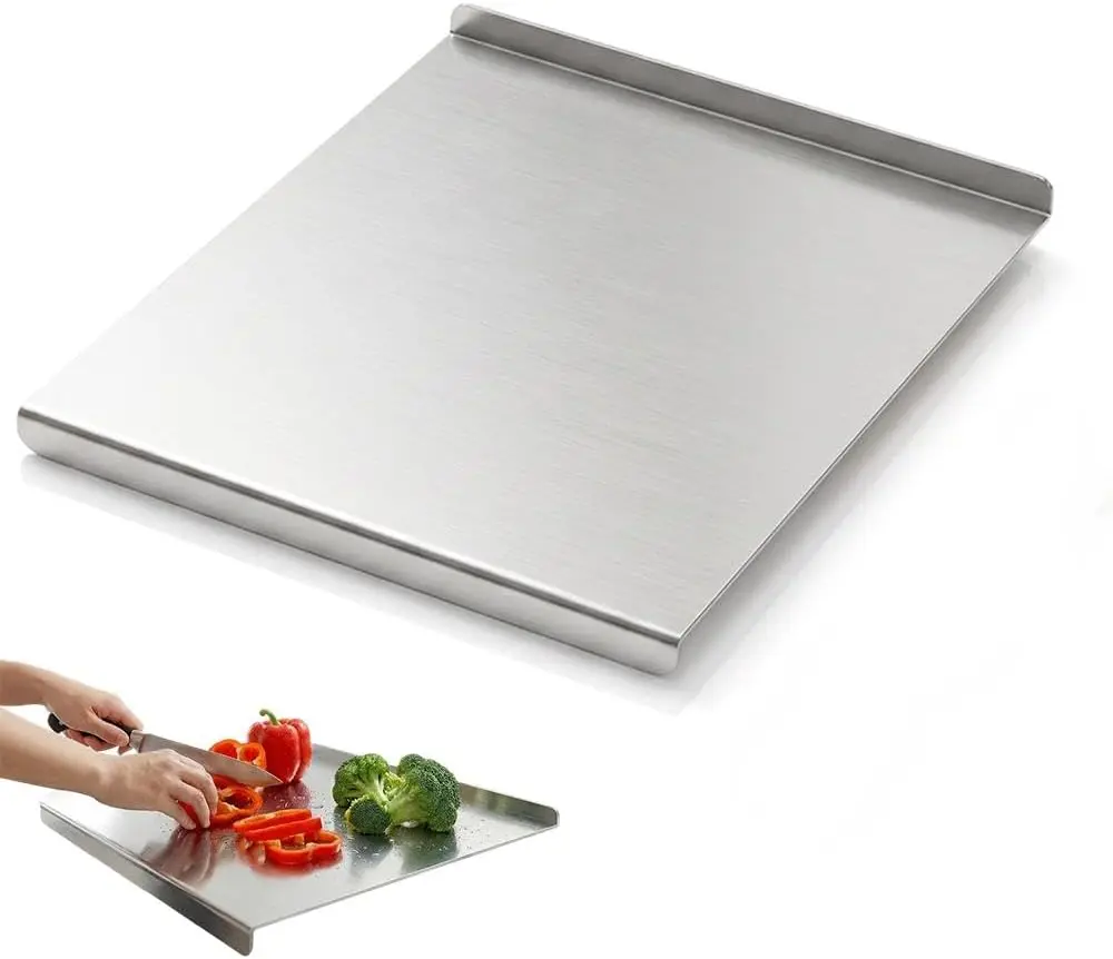 Stainless Steel Cutting Boards for Kitchen, Stainless Steel Chopping Boards with Raised Lip & Folded Edge, Large Metal Chopping Board for Meat Vegetables Bread, Dishwasher Safe Easy