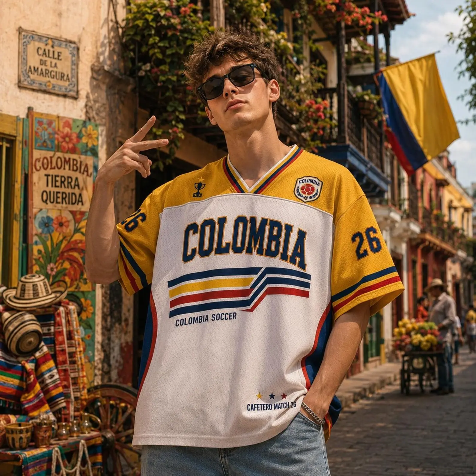 Colombia Soccer Jersey, Cafetero Match 26 Game Day Tee, Number Jersey, Retro Colombian Football Tee, Colombia Jersey Top, Soccer Fan Gift