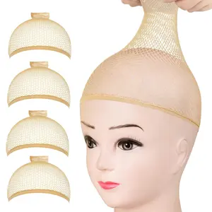 Wig Caps Net, 4 count Wig Caps Mesh Net Open End, Light Brown Wig Cap for women, Nylon Mesh Wig Caps Net, Strength Wig Cap Light Brown