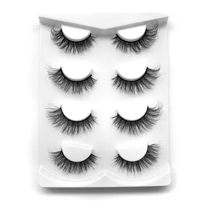 4 Pairs Cat Eye False Eyelashes, Wispy Cat Eye Faux Cluster Lashes, Natural Curling Eye Makeup Strip Lash, Fluffy Eyelashes, High Quality for Women & Girls
