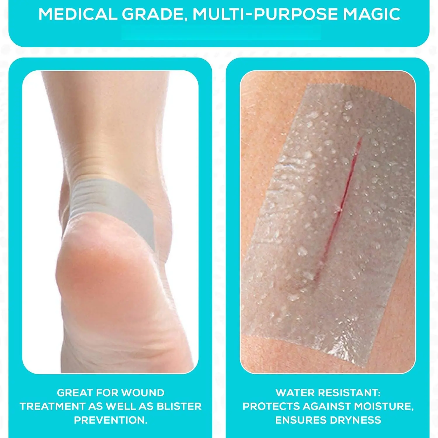 Silicone Tape 2" Wide Soft with Perforation and Cuttable (1 Pack, 1.5 Yards) Healthcare Kit Aid