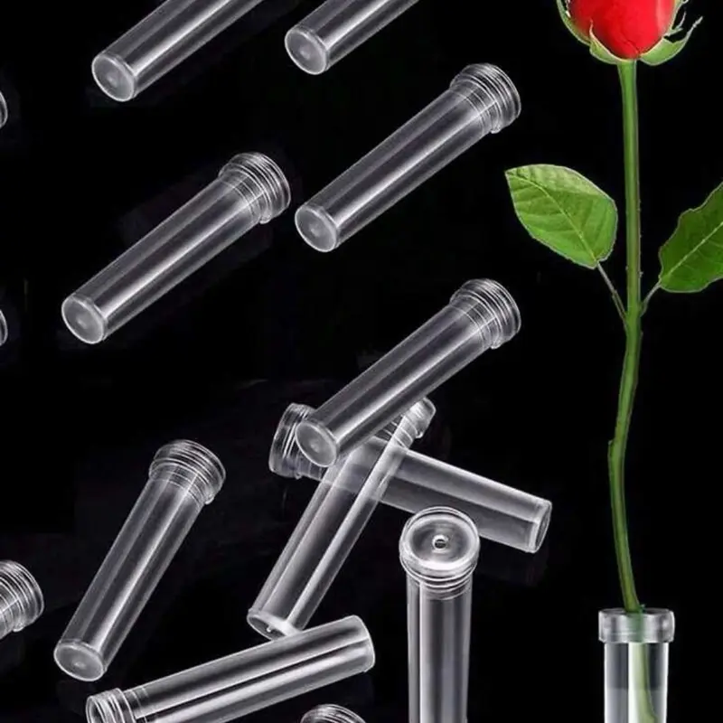 15 Flower Water Tubes for Floral Arrangements, Leak-Proof Clear Plastic Flower Holders (Assorted Sizes)