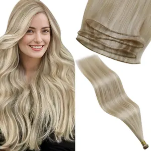 LaaVoo Hand Tied Genius Weft Hair Extensions Human Hair Virgin Human Hair Sew in Hair 50 Gram- 80 Gram SpringStatements