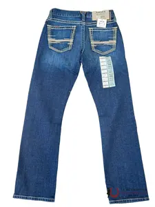 ARIAT Mens Pinedale M8 Modern Fit Slim Leg 10048250 Casual Streetwear Jeans with Soft Shell Pocket Trouser Pants Menswear Comfortable Denim Shirts Plain Beige