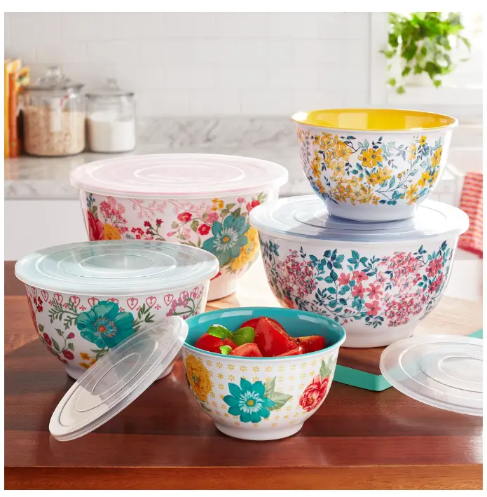 The Pioneer Woman 10-Piece Melamine Mixing Bowl Set, Fancy Flourish