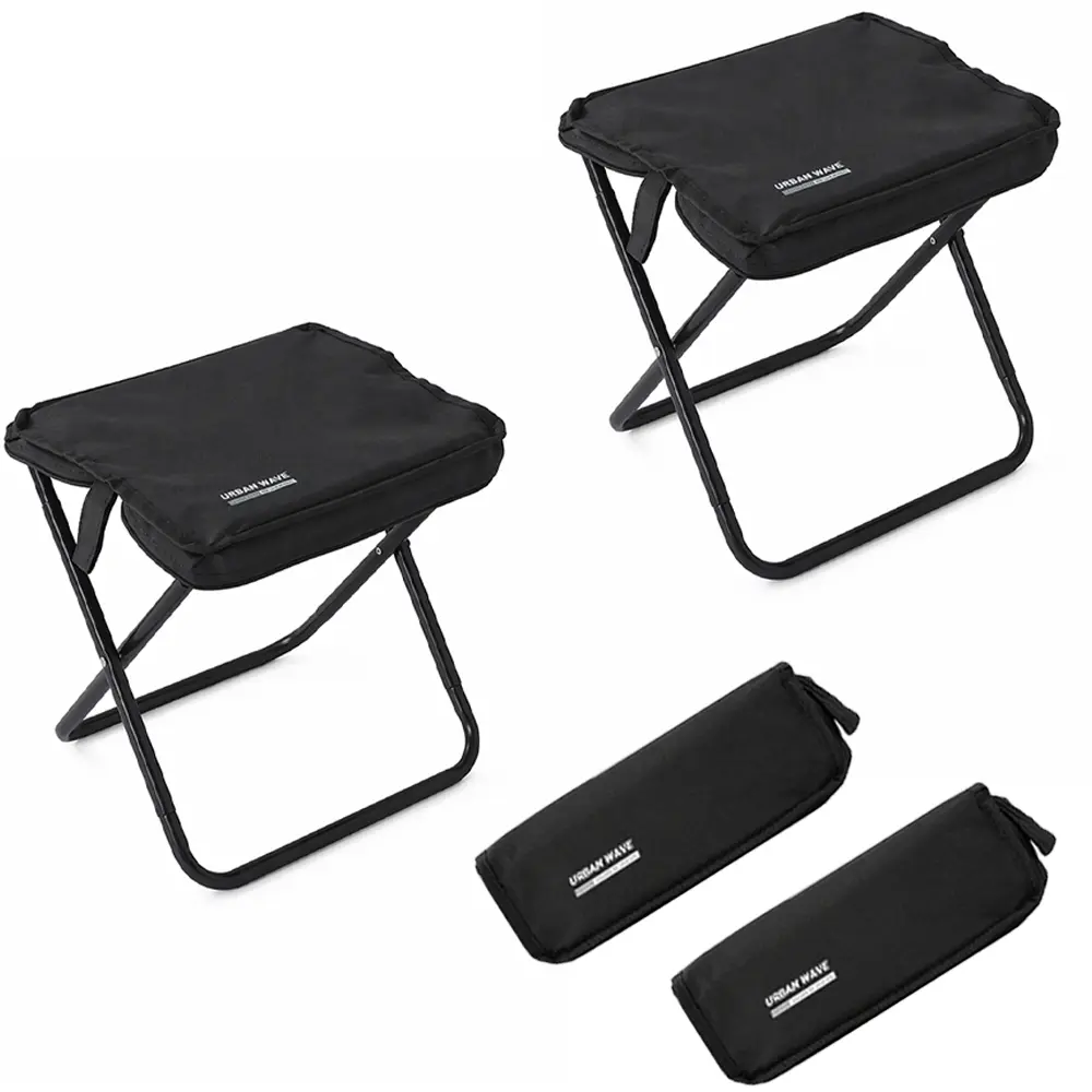 URBANWAVE 2-Pack 12" Portable Folding Stool, Collapsible Backpack Chair for Adults 12" Seat Height, 300lbs Capacity, Ultralight, Hands-Free, Storage Pouch, Camping, Travel, Fishing, Hiking, Outdoor