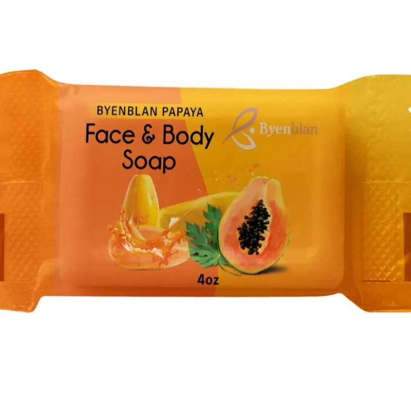 BYENBLAN Papaya Soap, Youth-Boosting Face & Body Bar with Brightening Citrus Glow, Glycerin-Infused for All Skin Types, Flower Design, 4oz, One-Piece
