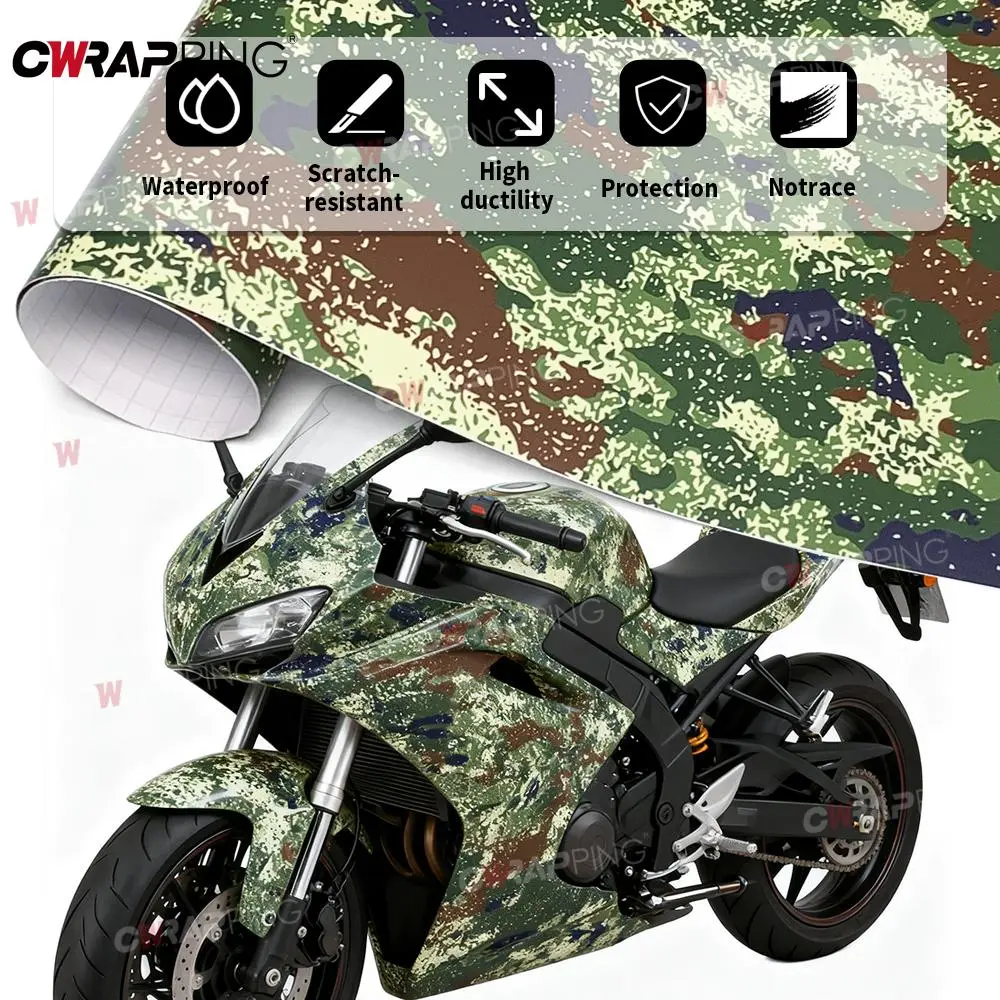 Camouflage Printed Stickers for Motorcycles Accessories Self-Adhesive Vinyl Wrap Motorcycle Helmet Sticker Stickers on Car Decal