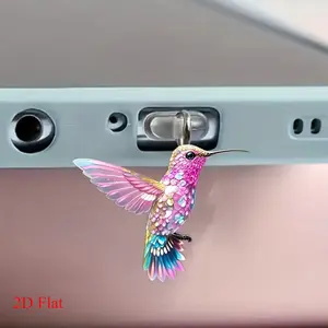 Colorful Acrylic Hummingbird Dust Plug Cell Phone Charms for iPhone Type C Android Phones iPad Tablets AirPods Charging Port Decoration Charm