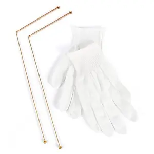 Copper Dowsing Rods - 99.9% Pure Copper 2PCS Divining Rods+Gloves - for Ghost Hunting Tools, Divining Water, Treasure, Buried Items Etc
