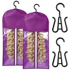 Dustproof Wig Storage Bag Set, Hanging Rack Multi-Style Wig Box, Non-Woven Fabric & Transparent Plastic, Easy Identification